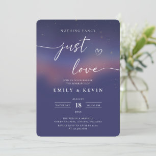 Whimsical Starry Night Script Modern Wedding  Invitation