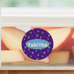 Whimsical Stars and Moons on Purple Personalized<br><div class="desc">Sweet pattern features moons and stars in shades of green and blue on purple background .  Personalize with name or monogram</div>