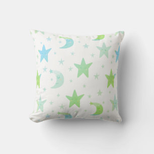 Whimsical Stars and Moons Throw Pillow