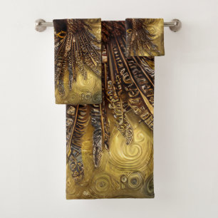 Whimsical steampunk charming eagle bath towel set