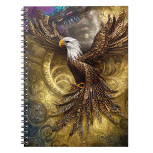 Whimsical steampunk charming eagle notebook