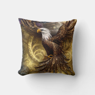 Whimsical steampunk charming eagle  throw pillow