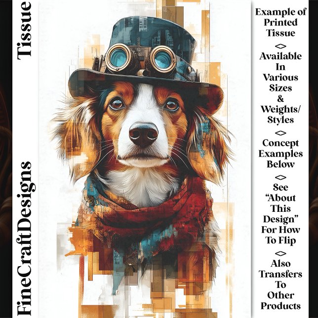 Whimsical Steampunk Dog Illustration DB2 Decoupage Tissue Paper (Creator Uploaded)