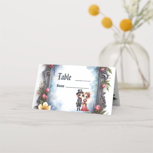 Whimsical Steampunk Elf Wedding  Place Card (Front)