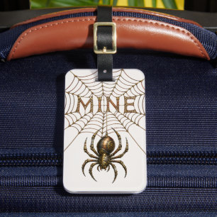 Whimsical Steampunk Spider & Web - MINE Luggage Tag
