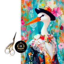 Whimsical Stork Decoupage