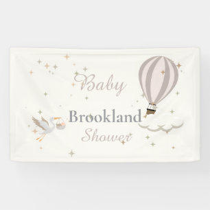 Whimsical Stork & Hot Air Balloon Baby Shower Banner