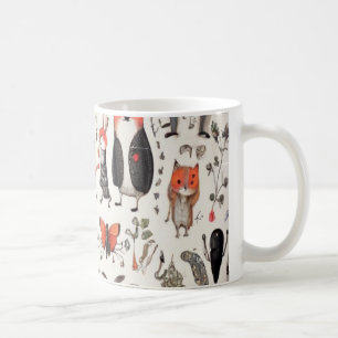Whimsical Storybook Creatures Illustrated Pattern  Coffee Mug
