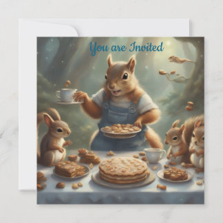 Whimsical Storybook Squirrel Birthday Invitation