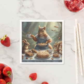 Whimsical Storybook Squirrel Birthday Napkin