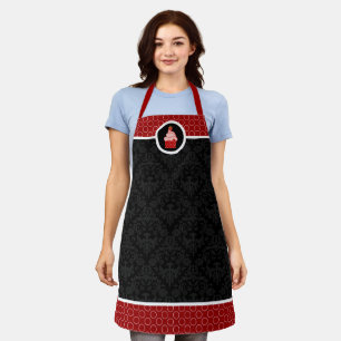 Whimsical Strawberry Cupcake Damask Circle Apron