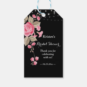 Whimsical String Lights Black Bridal Shower Gift Tags