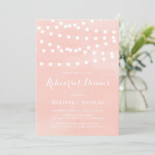 Whimsical String Lights Blush Rehearsal Dinner Invitation