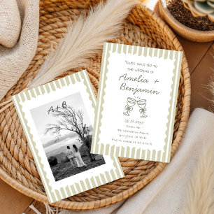 Whimsical Stripe Green champagne Whimsical  Invitation