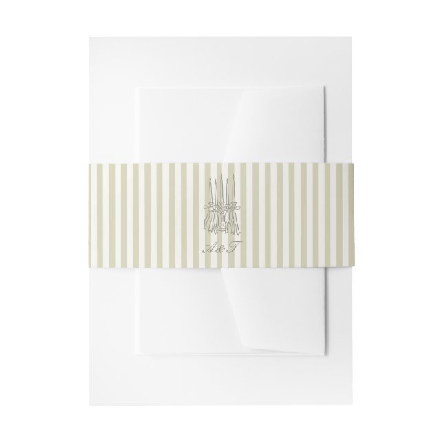 Whimsical Stripe Green Wedding Belly Band Invitation Belly Band (Front Example)