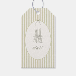Whimsical Stripe Green Wedding Favour Tag