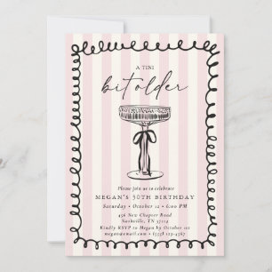 Whimsical Striped A Tini Bit Older Birthday Invitation