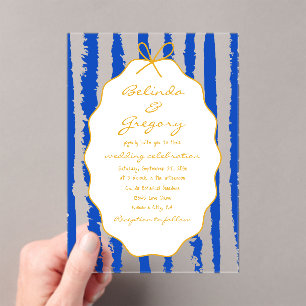 Whimsical Stripes Handwritten Painted Wedding  Acrylic Invitations