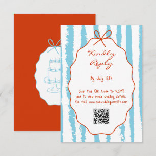 Whimsical Stripes Handwritten Painted Wedding Enclosure Card