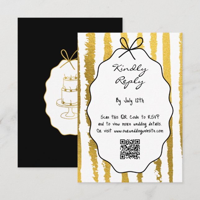 Whimsical Stripes Handwritten Painted Wedding  Enclosure Card (Front/Back)
