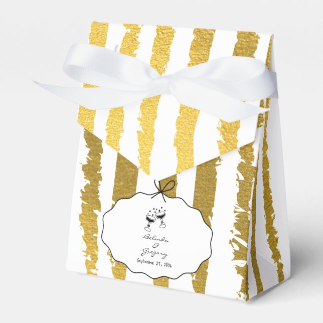Whimsical Stripes Handwritten Painted Wedding  Favor Box (Front Side)