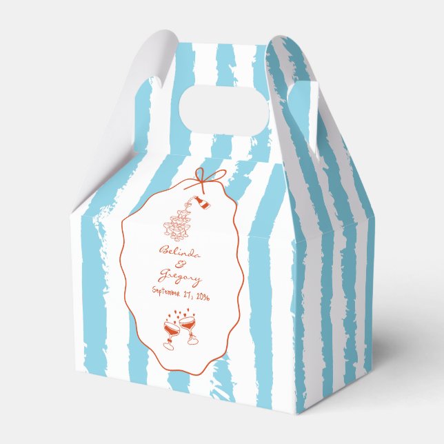 Whimsical Stripes Handwritten Painted Wedding  Favor Box (Front Side)