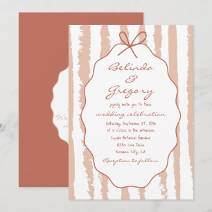 Whimsical Stripes Handwritten Painted Wedding  Invitation