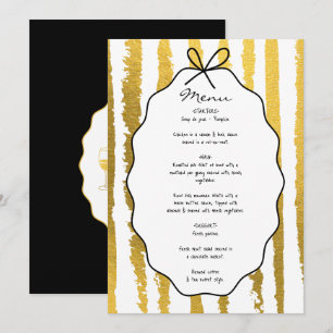 Whimsical Stripes Handwritten Painted Wedding Menu