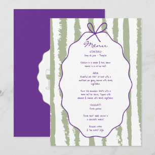Whimsical Stripes Handwritten Painted Wedding Menu