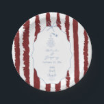 Whimsical Stripes Handwritten Painted Wedding  Paper Plate<br><div class="desc">A whimsical hand drawn illustration wedding design suite in blue and burgundy. This contemporary modern wedding design is ideal for all seasons especially Spring and Summer. A contemporary, fun and whimsical wedding hand drawn and hand written look design perfect for destination weddings. A retro blue and burgundy hand illustrated and...</div>