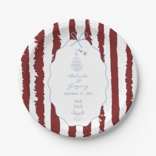 Whimsical Stripes Handwritten Painted Wedding  Paper Plate
