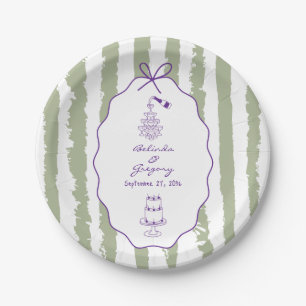Whimsical Stripes Handwritten Painted Wedding  Paper Plate