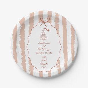 Whimsical Stripes Handwritten Painted Wedding Paper Plate