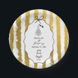 Whimsical Stripes Handwritten Painted Wedding  Paper Plate<br><div class="desc">A whimsical hand drawn illustration wedding design suite in black and gold. This contemporary modern wedding design is ideal for all seasons especially Spring and Summer. A contemporary, fun and whimsical wedding hand drawn and hand written look design perfect for destination weddings. A retro black and gold hand illustrated and...</div>