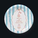 Whimsical Stripes Handwritten Painted Wedding  Paper Plate<br><div class="desc">A whimsical hand drawn illustration wedding design suite in blue and red. This contemporary modern wedding design is ideal for all seasons especially Spring and Summer. A contemporary, fun and whimsical wedding hand drawn and hand written look design perfect for destination weddings. A retro blue and red hand illustrated and...</div>