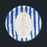 Whimsical Stripes Handwritten Painted Wedding  Paper Plate<br><div class="desc">A whimsical hand drawn illustration wedding design suite in blue and yellow. This contemporary modern wedding design is ideal for all seasons especially Spring and Summer. A contemporary, fun and whimsical wedding hand drawn and hand written look design perfect for destination weddings. A retro blue and yellow hand illustrated and...</div>