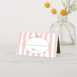 Whimsical Stripes Handwritten Painted Wedding  Place Card