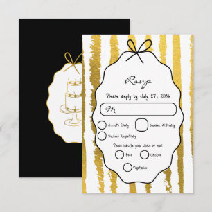 Whimsical Stripes Handwritten Painted Wedding  RSVP Card