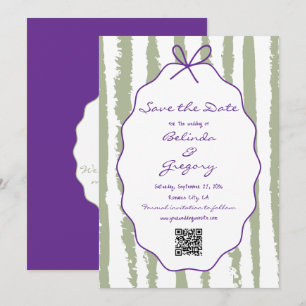 Whimsical Stripes Handwritten Painted Wedding Save The Date