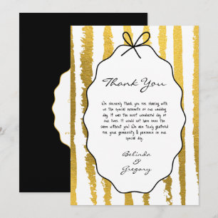 Whimsical Stripes Handwritten Painted Wedding  Thank You Card