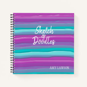 Whimsical Stripes Watercolor Custom  Notebook