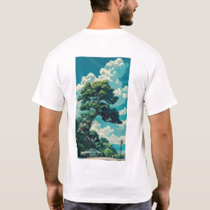 Whimsical Studio Ghibli Inspired Tree and Sparrow  T-Shirt