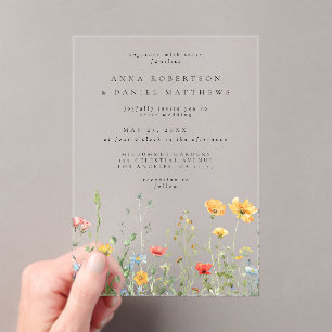 Whimsical Summer Floral Wedding Acrylic Invitations