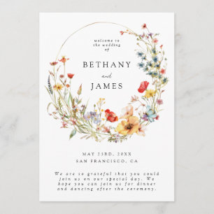 Whimsical Summer Floral Wedding Program