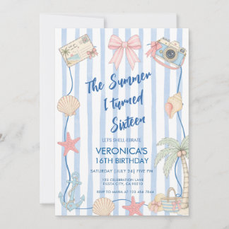 Whimsical Summer I turned Sixteen 16 Birthday Invitation
