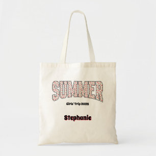 Whimsical SUMMER Red Cherry Varsity Letters  Tote Bag