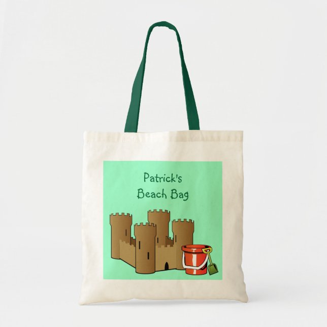 Whimsical Summer Sand Castle Beach Pail and Shovel Tote Bag (Front)