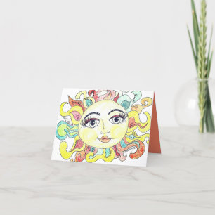 Whimsical summer sun thank you card