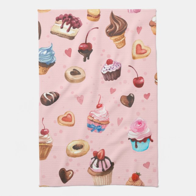 Whimsical Summer Sweets Kitchen Towel (Vertical)
