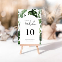 Whimsical Summer Tropical Leaves Script Wedding